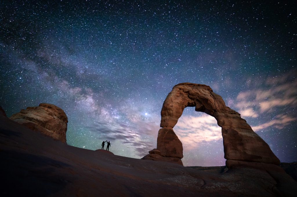 Milky Way rising behind Delicate Arch in Arches National Park